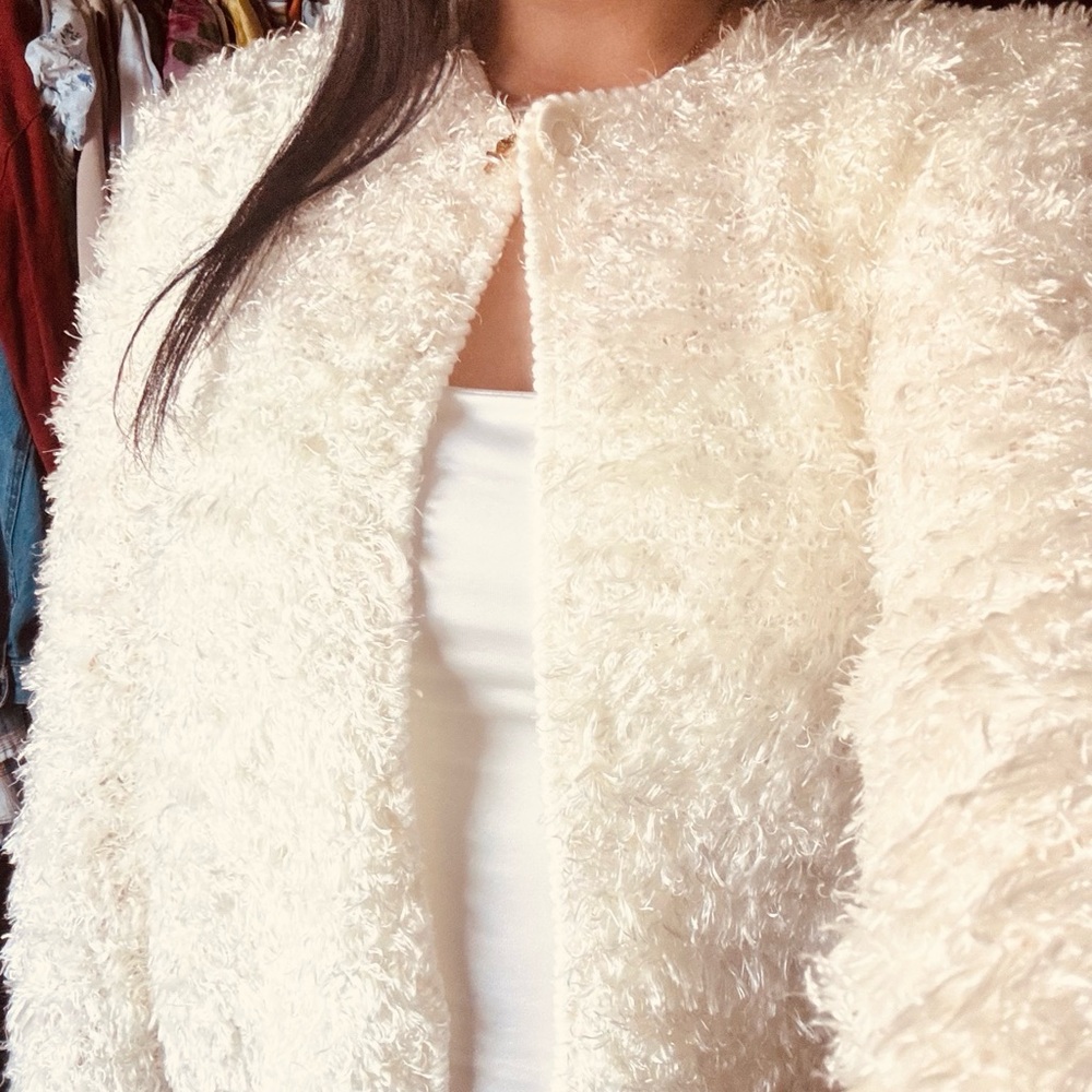 Cream Fuzzy Jacket